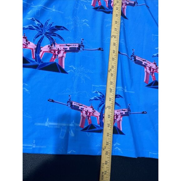 Retro Rifle Button Down Shirt Mens 3XL Blue The Palm Performance Golf Vacation - Picture 9 of 9